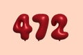 Red Helium Balloon 3D Number 472 Royalty Free Stock Photo