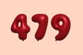 Red Helium Balloon 3D Number 479 Royalty Free Stock Photo