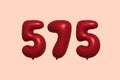 Red Helium Balloon 3D Number 575 Royalty Free Stock Photo