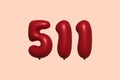 Red Helium Balloon 3D Number 511 Royalty Free Stock Photo