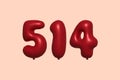 Red Helium Balloon 3D Number 514 Royalty Free Stock Photo