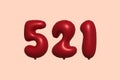Red Helium Balloon 3D Number 521 Royalty Free Stock Photo
