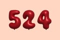 Red Helium Balloon 3D Number 524 Royalty Free Stock Photo