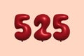 Red Helium Balloon 3D Number 525 Royalty Free Stock Photo