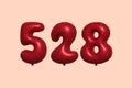 Red Helium Balloon 3D Number 528 Royalty Free Stock Photo