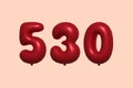 Red Helium Balloon 3D Number 530 Royalty Free Stock Photo