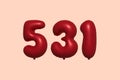 Red Helium Balloon 3D Number 531 Royalty Free Stock Photo