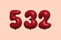 Red Helium Balloon 3D Number 532 Royalty Free Stock Photo