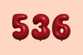 Red Helium Balloon 3D Number 536 Royalty Free Stock Photo
