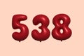 Red Helium Balloon 3D Number 538 Royalty Free Stock Photo