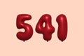 Red Helium Balloon 3D Number 541 Royalty Free Stock Photo