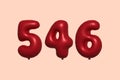 Red Helium Balloon 3D Number 546 Royalty Free Stock Photo