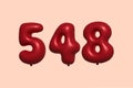 Red Helium Balloon 3D Number 548 Royalty Free Stock Photo