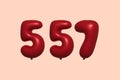 Red Helium Balloon 3D Number 557 Royalty Free Stock Photo