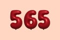 Red Helium Balloon 3D Number 565 Royalty Free Stock Photo