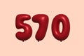 Red Helium Balloon 3D Number 570 Royalty Free Stock Photo