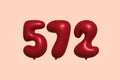 Red Helium Balloon 3D Number 572 Royalty Free Stock Photo
