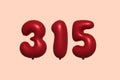 Red Helium Balloon 3D Number 315 Royalty Free Stock Photo