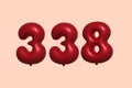 Red Helium Balloon 3D Number 338 Royalty Free Stock Photo
