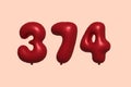 Red Helium Balloon 3D Number 374 Royalty Free Stock Photo