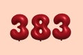 Red Helium Balloon 3D Number 383 Royalty Free Stock Photo