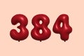 Red Helium Balloon 3D Number 384 Royalty Free Stock Photo