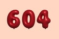 Red Helium Balloon 3D Number 604 Royalty Free Stock Photo