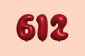 Red Helium Balloon 3D Number 612 Royalty Free Stock Photo