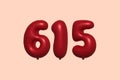Red Helium Balloon 3D Number 615 Royalty Free Stock Photo