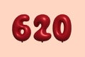 Red Helium Balloon 3D Number 620 Royalty Free Stock Photo