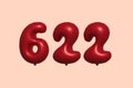Red Helium Balloon 3D Number 622 Royalty Free Stock Photo