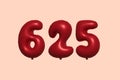 Red Helium Balloon 3D Number 625 Royalty Free Stock Photo