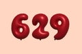 Red Helium Balloon 3D Number 629 Royalty Free Stock Photo