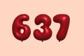 Red Helium Balloon 3D Number 637 Royalty Free Stock Photo
