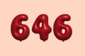 Red Helium Balloon 3D Number 646 Royalty Free Stock Photo