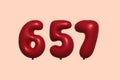 Red Helium Balloon 3D Number 657 Royalty Free Stock Photo