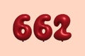 Red Helium Balloon 3D Number 662 Royalty Free Stock Photo