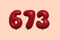 Red Helium Balloon 3D Number 673 Royalty Free Stock Photo