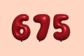 Red Helium Balloon 3D Number 675 Royalty Free Stock Photo