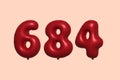 Red Helium Balloon 3D Number 684 Royalty Free Stock Photo