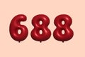 Red Helium Balloon 3D Number 688 Royalty Free Stock Photo