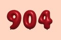 Red Helium Balloon 3D Number 904 Royalty Free Stock Photo