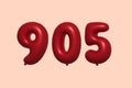 Red Helium Balloon 3D Number 905 Royalty Free Stock Photo