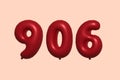 Red Helium Balloon 3D Number 906 Royalty Free Stock Photo