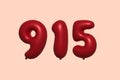 Red Helium Balloon 3D Number 915 Royalty Free Stock Photo