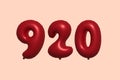 Red Helium Balloon 3D Number 920 Royalty Free Stock Photo