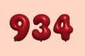 Red Helium Balloon 3D Number 934 Royalty Free Stock Photo