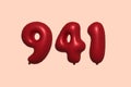 Red Helium Balloon 3D Number 941 Royalty Free Stock Photo