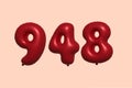 Red Helium Balloon 3D Number 948 Royalty Free Stock Photo
