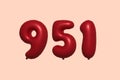 Red Helium Balloon 3D Number 951 Royalty Free Stock Photo